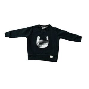 Turtledove London Black Sweatshirt with Striped Cat Detail Size 6-12 Months